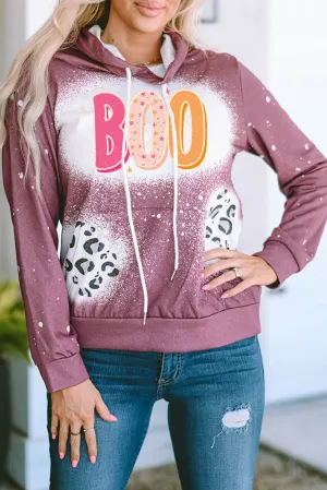 Fiery Red BOO Donut Graphic Leopard Tie Dye Hoodie