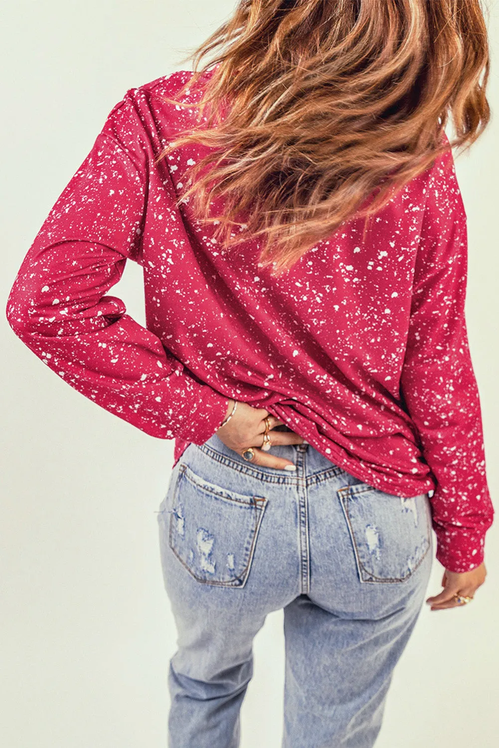 Fiery Red Heart Shaped Letter Graphic Print Pullover Sweatshirt