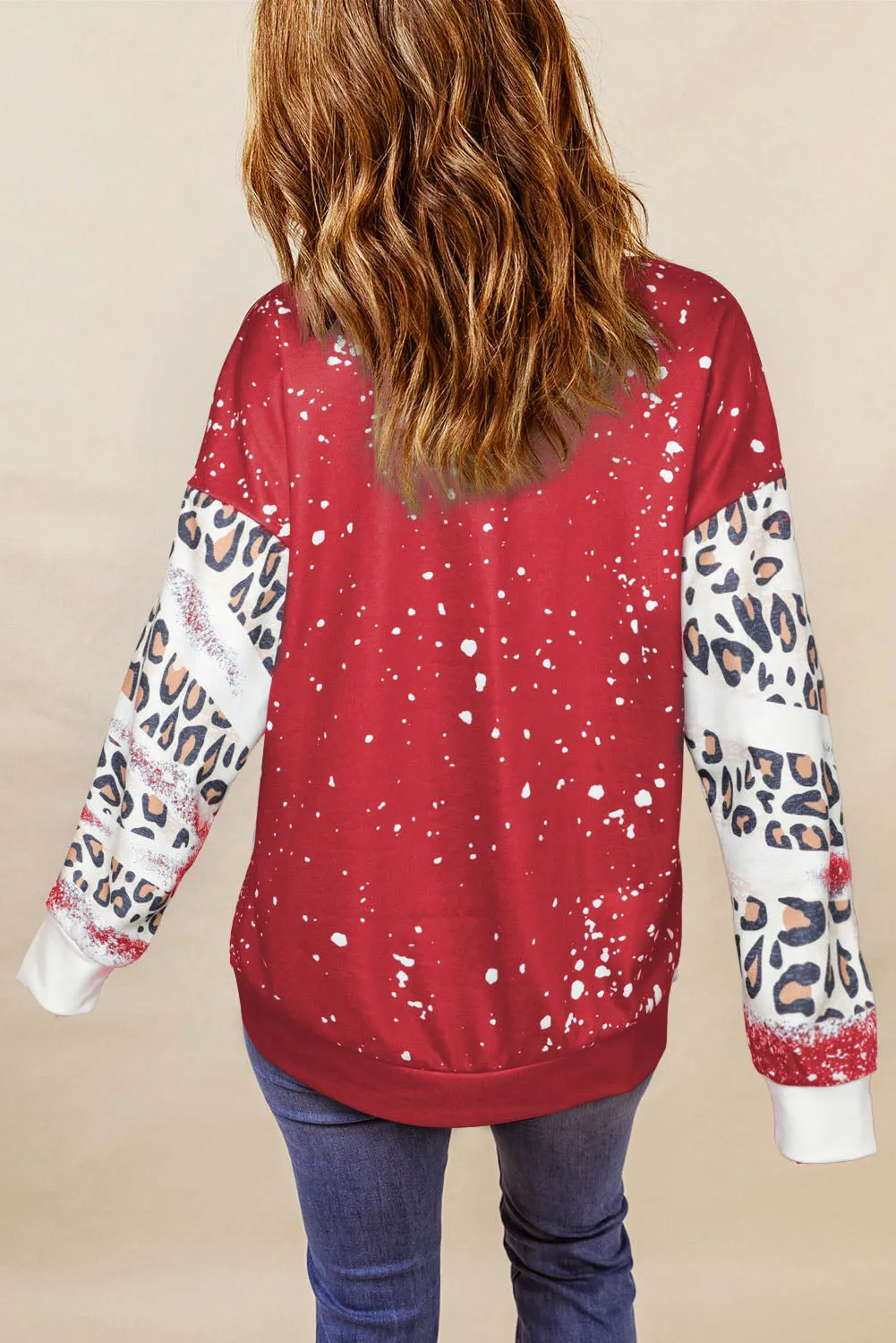 Fiery Red Leopard Bleached LOVE VIBES Valentines Sweatshirt
