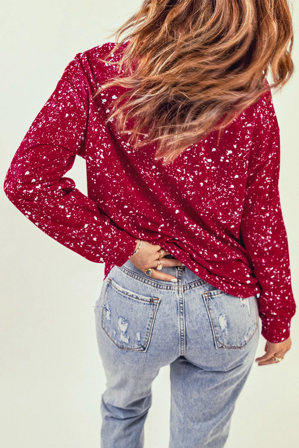 Fiery Red USA Graphic Print Tie Dye Long Sleeve Sweatshirt