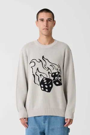 FIRE DICE KNIT CREW - Cream