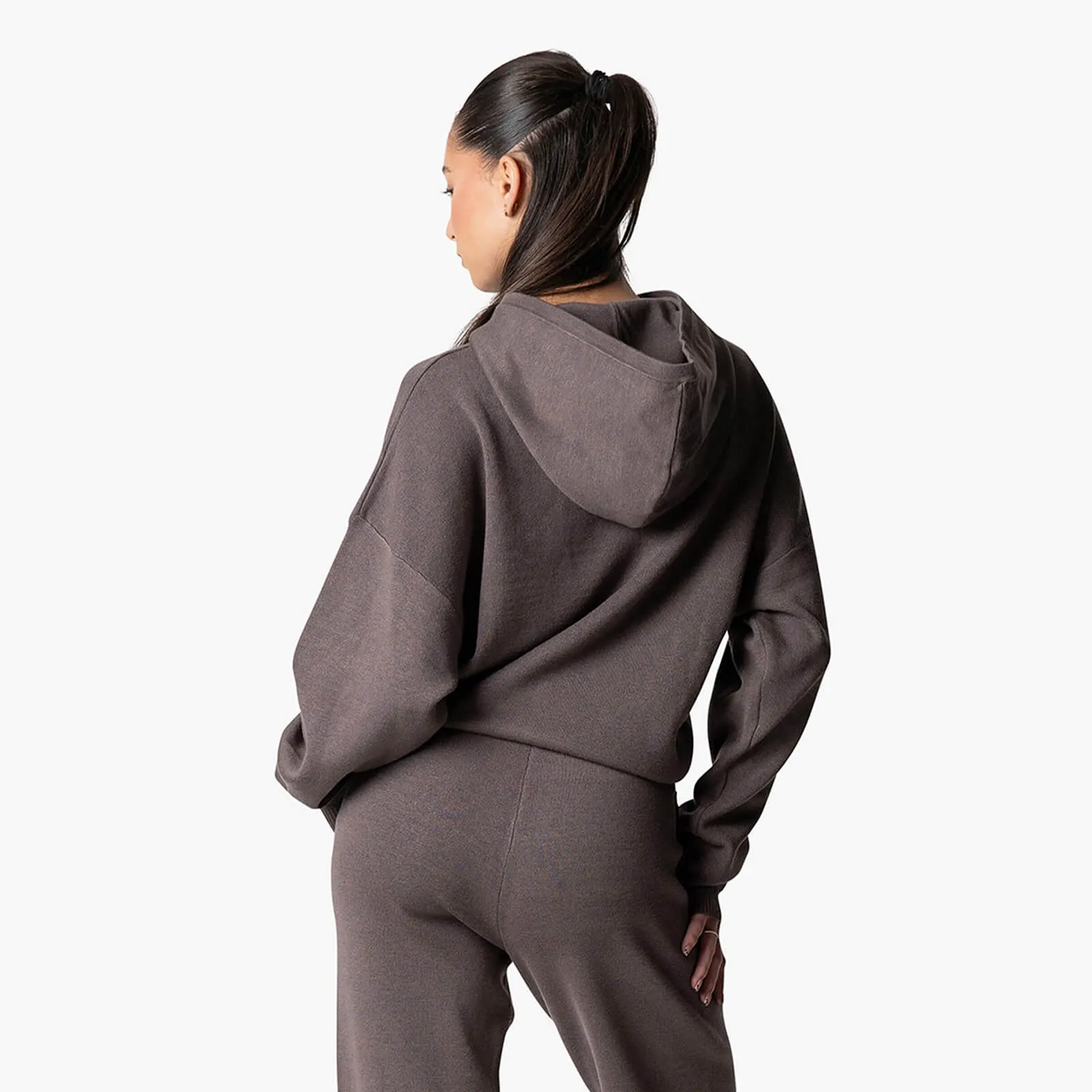 FLO KNITTED HOODIE | COOL BROWN/OFF WHITE
