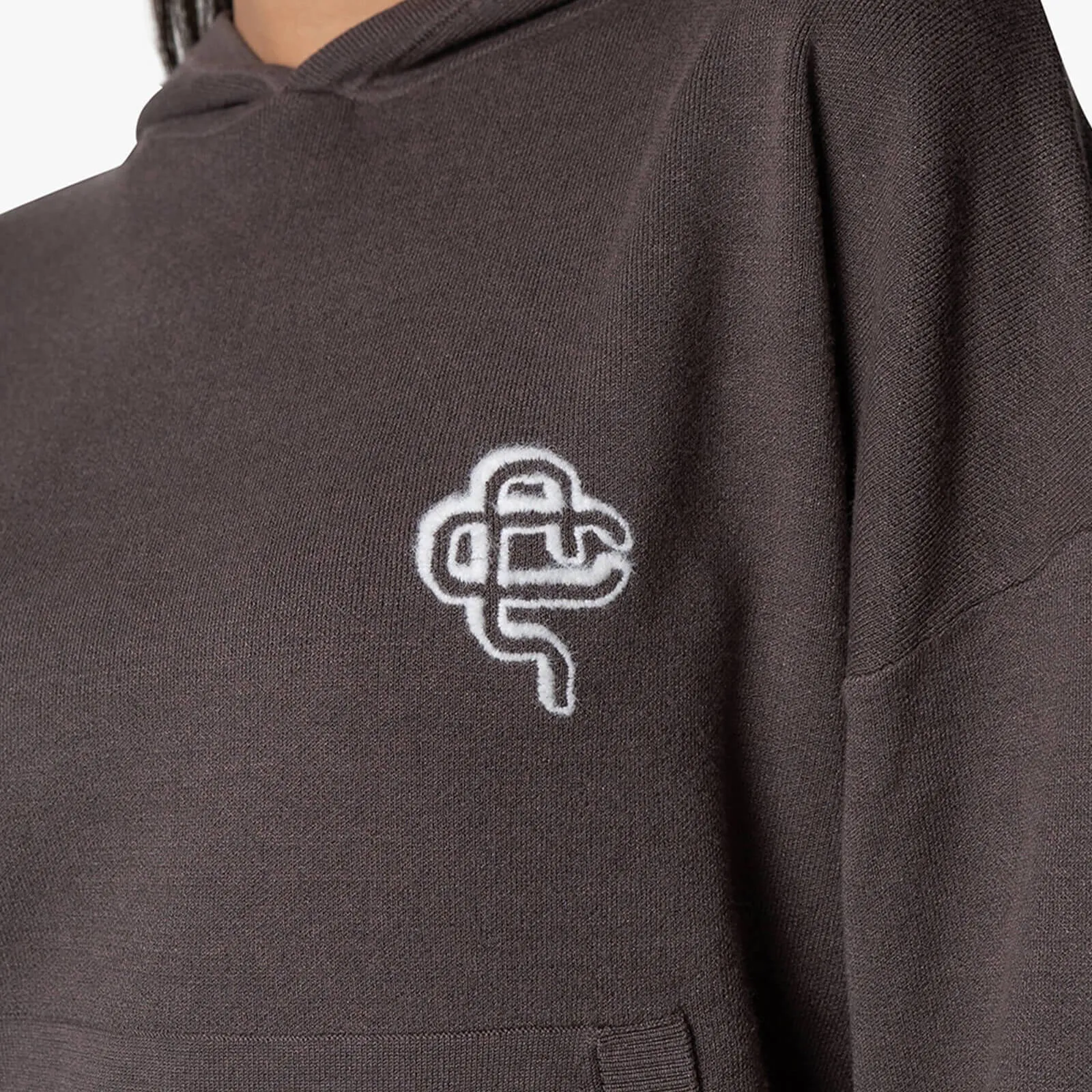 FLO KNITTED HOODIE | COOL BROWN/OFF WHITE