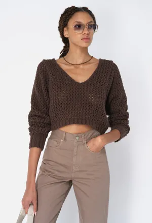 Foam Boucle Cropped Sweater / Chocolate