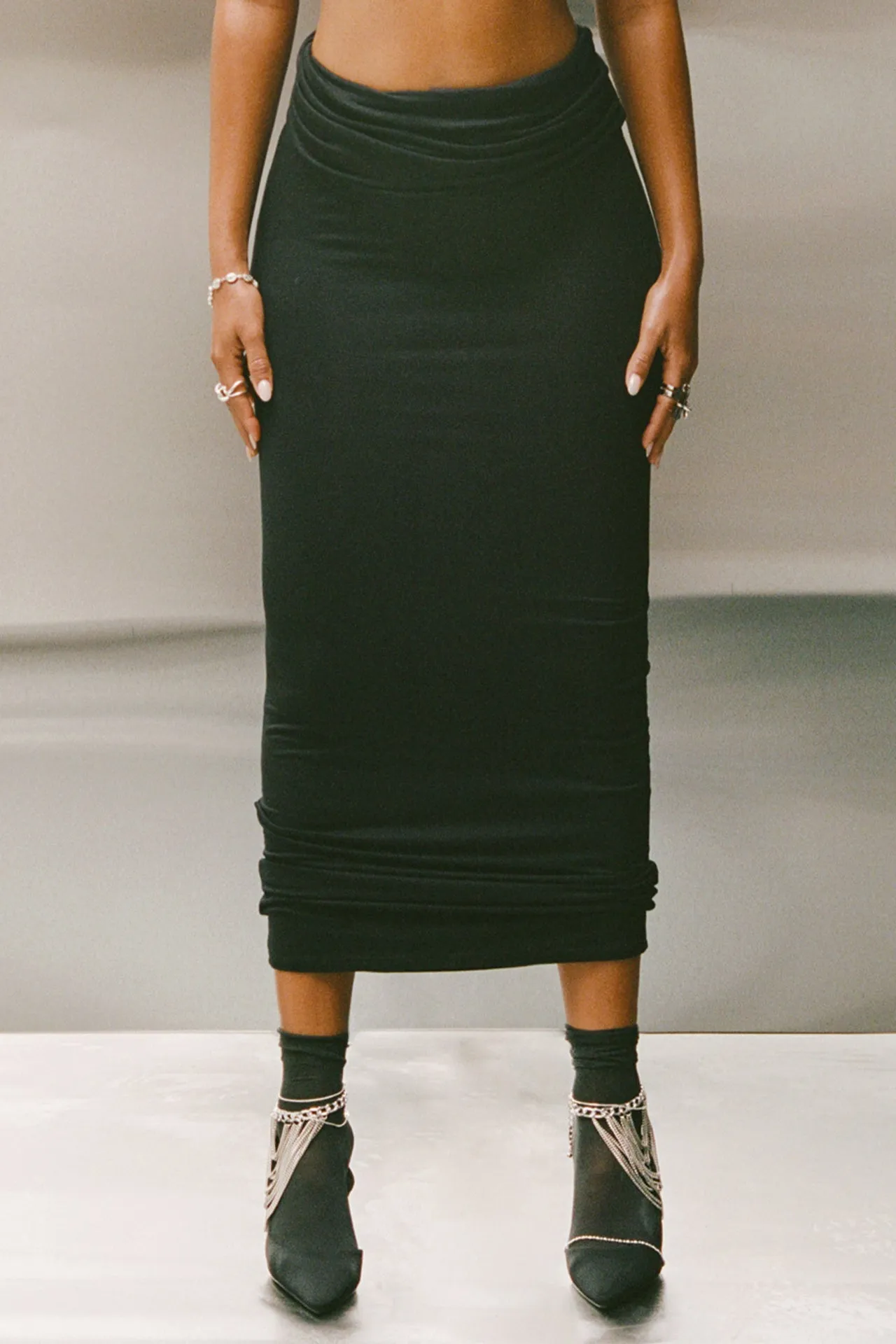 Foldover Maxi Skirt