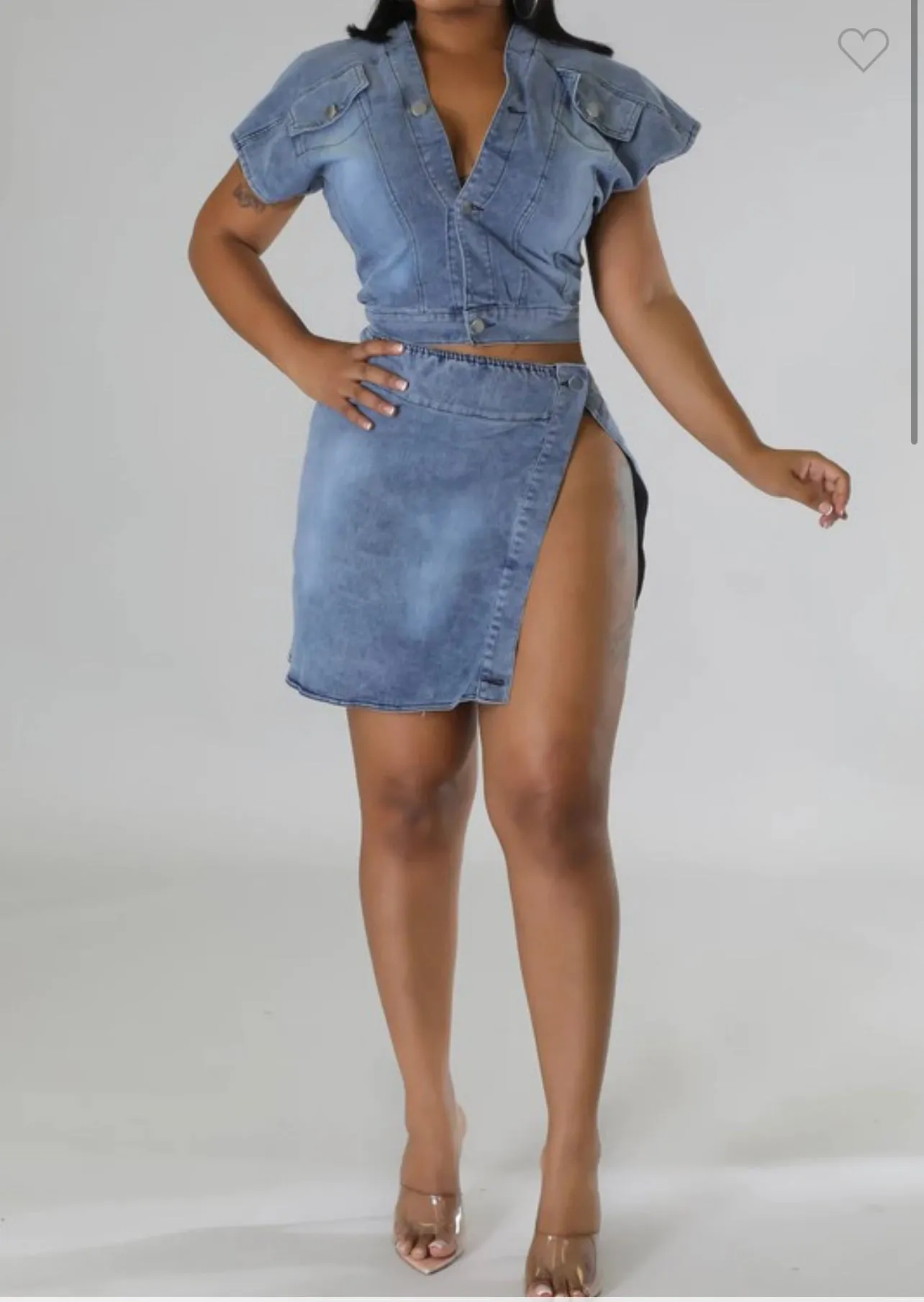 “Franchise” Denim Skirt Set