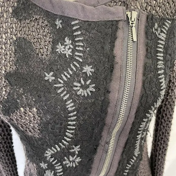 Free People Femme Fatale Knit Moto Sweater Jacket XS