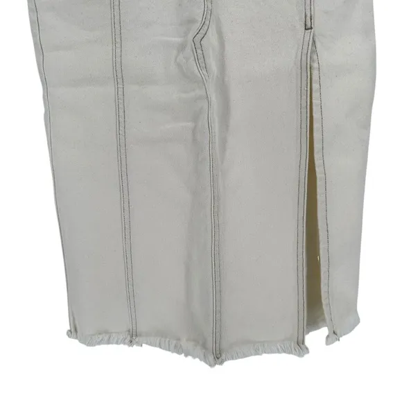 Free People Mambo Denim Midi Skirt In White Wash size 25 Waist NWT 100% Cotton