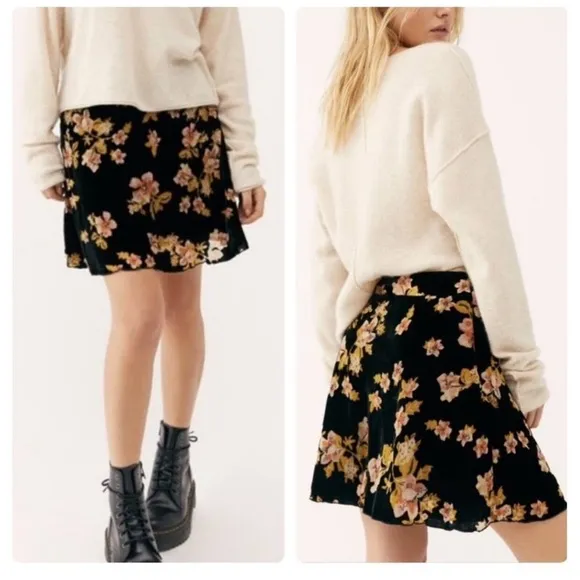 Free People Margaux Velvet Mini Skirt