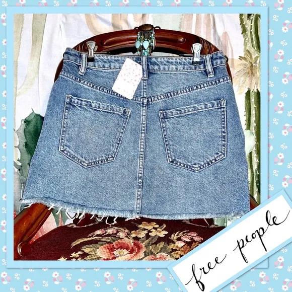 Free People Mini Zip It Up Skirt in Blue