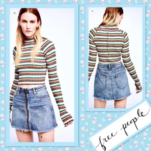 Free People Mini Zip It Up Skirt in Blue