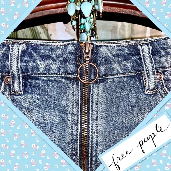 Free People Mini Zip It Up Skirt in Blue