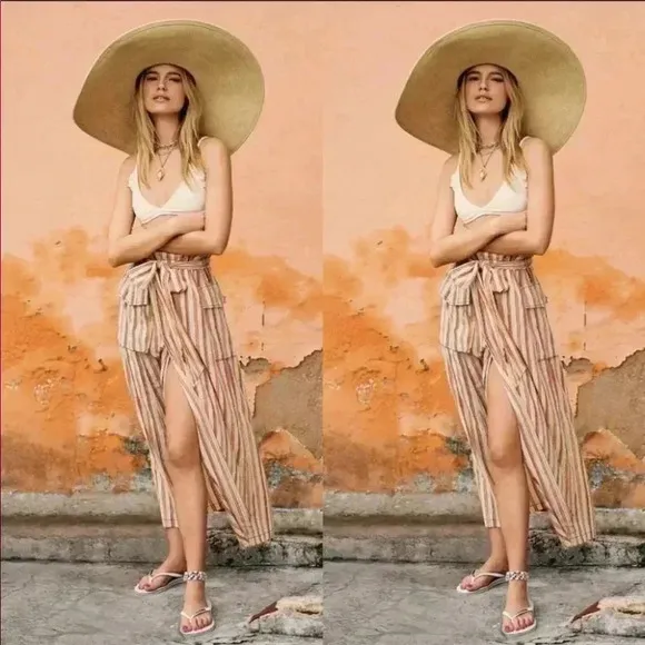 Free People One Natalia Striped Skirt Size XS NWOT $128