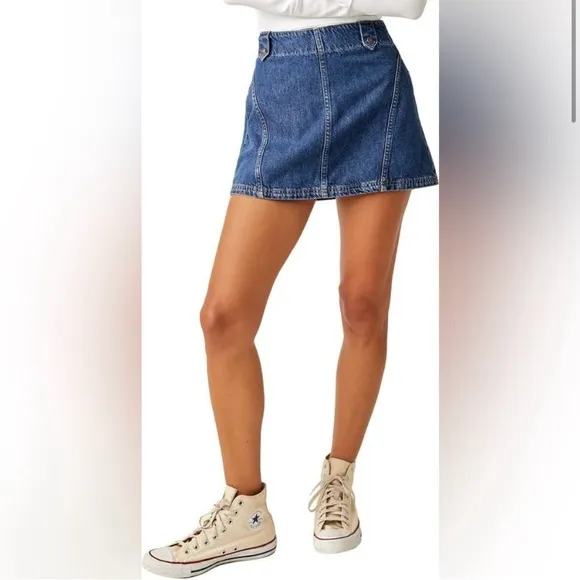 Free People Runaway Denim Mini Skirt in Lake Life Blue Size 25