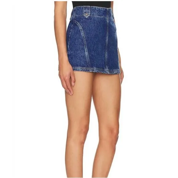 Free People Runaway Denim Mini Skirt in Lake Life Blue Size 25