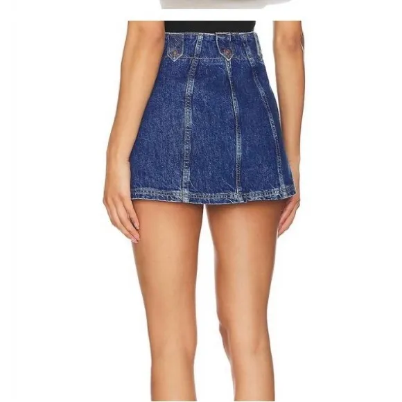 Free People Runaway Denim Mini Skirt in Lake Life Blue Size 25