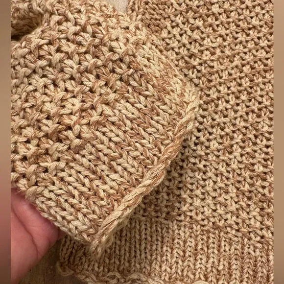 Free People Sahara Star Open Knit Sweater Womens Clay/Tan Marled Slouchy Large