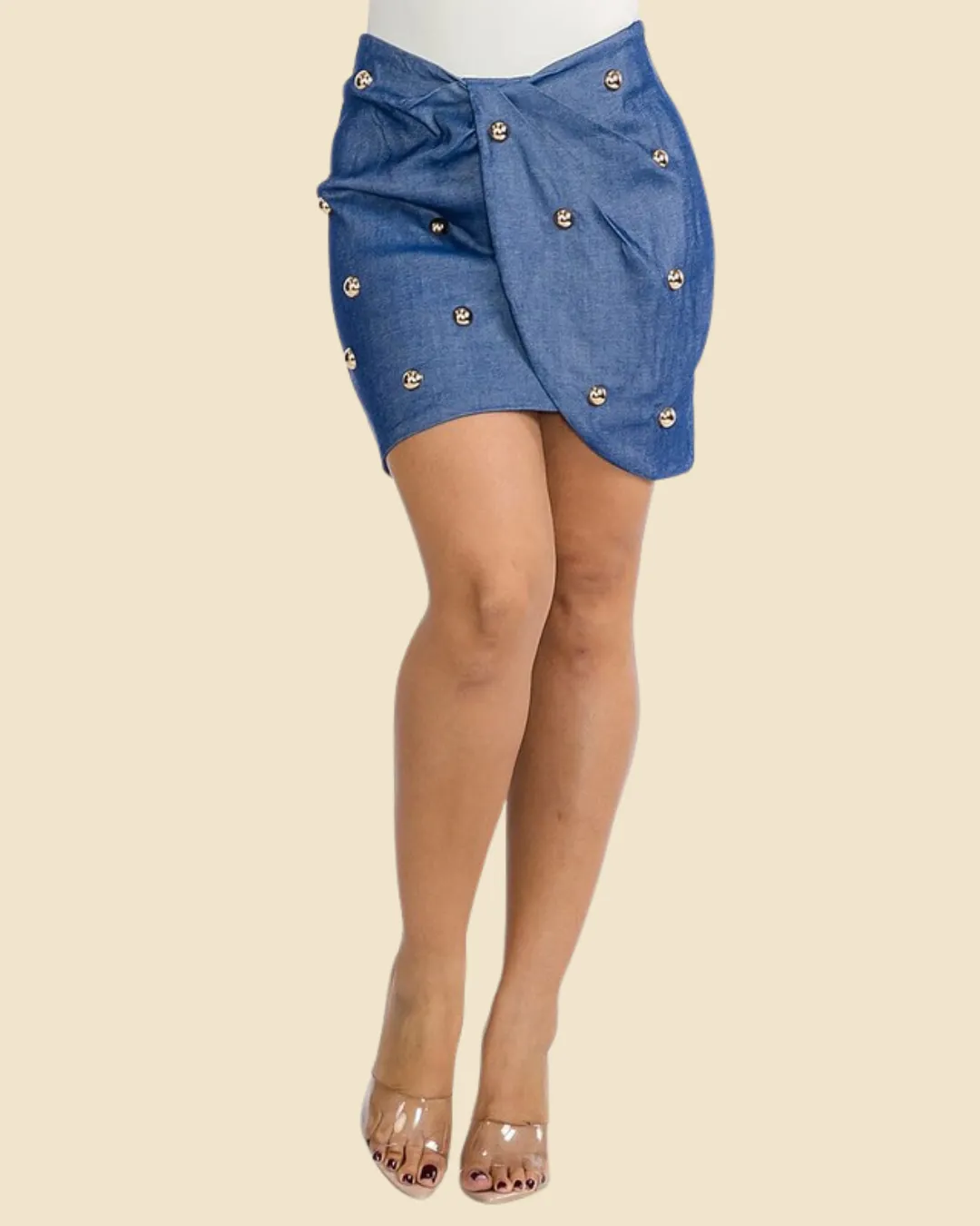 FRONT TWIST STUDS SKIRT
