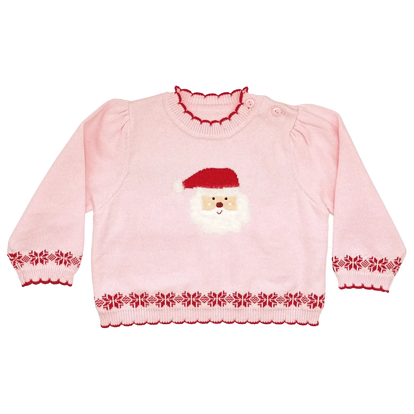 Fuzzy Santa Lightweight Knit Sweater in Pink