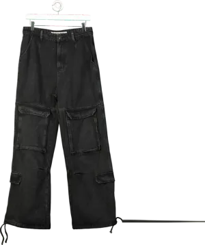 Gateless Black Wide-leg Cargo Jeans UK M