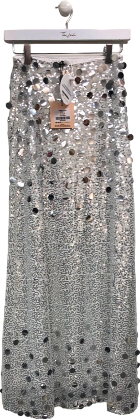 Girl In Mind Silver Sequin Skirt UK 8