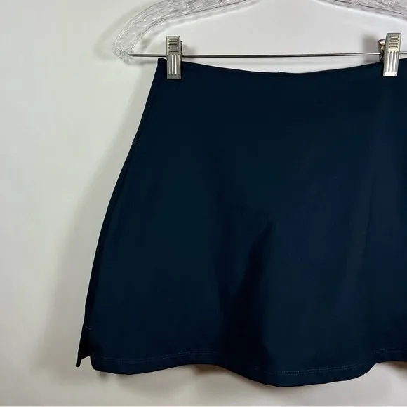 Girlfriend collective women’s mini skirt size S high waist pockets navy blue