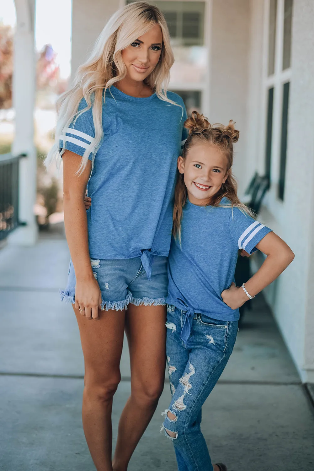 Girls Striped Tie Front T-Shirt