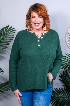Good Afternoon Forest Green Henley Sweater - T10875FGN
