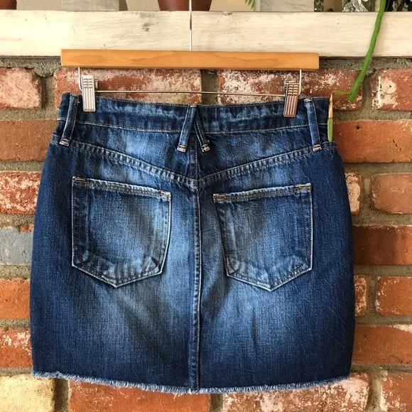Good American Distressed Fishnet Mesh Denim Skirt