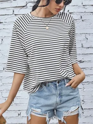 Grant Striped Round Neck Raglan Sleeve T-Shirt