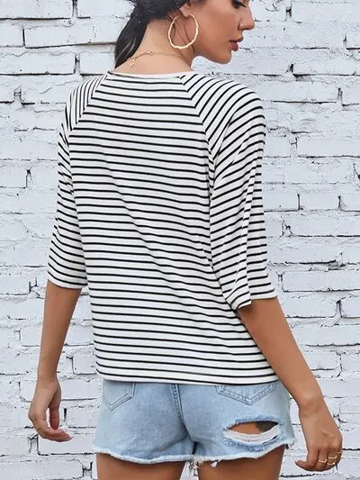 Grant Striped Round Neck Raglan Sleeve T-Shirt