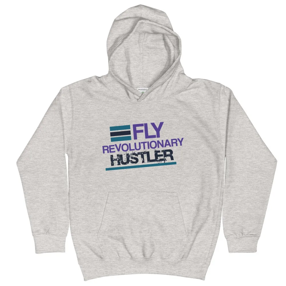 Gray, Navy, Purple, and Teal Graphic Kids Hoodie
