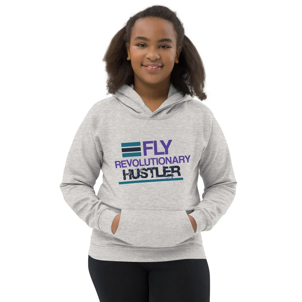 Gray, Navy, Purple, and Teal Graphic Kids Hoodie