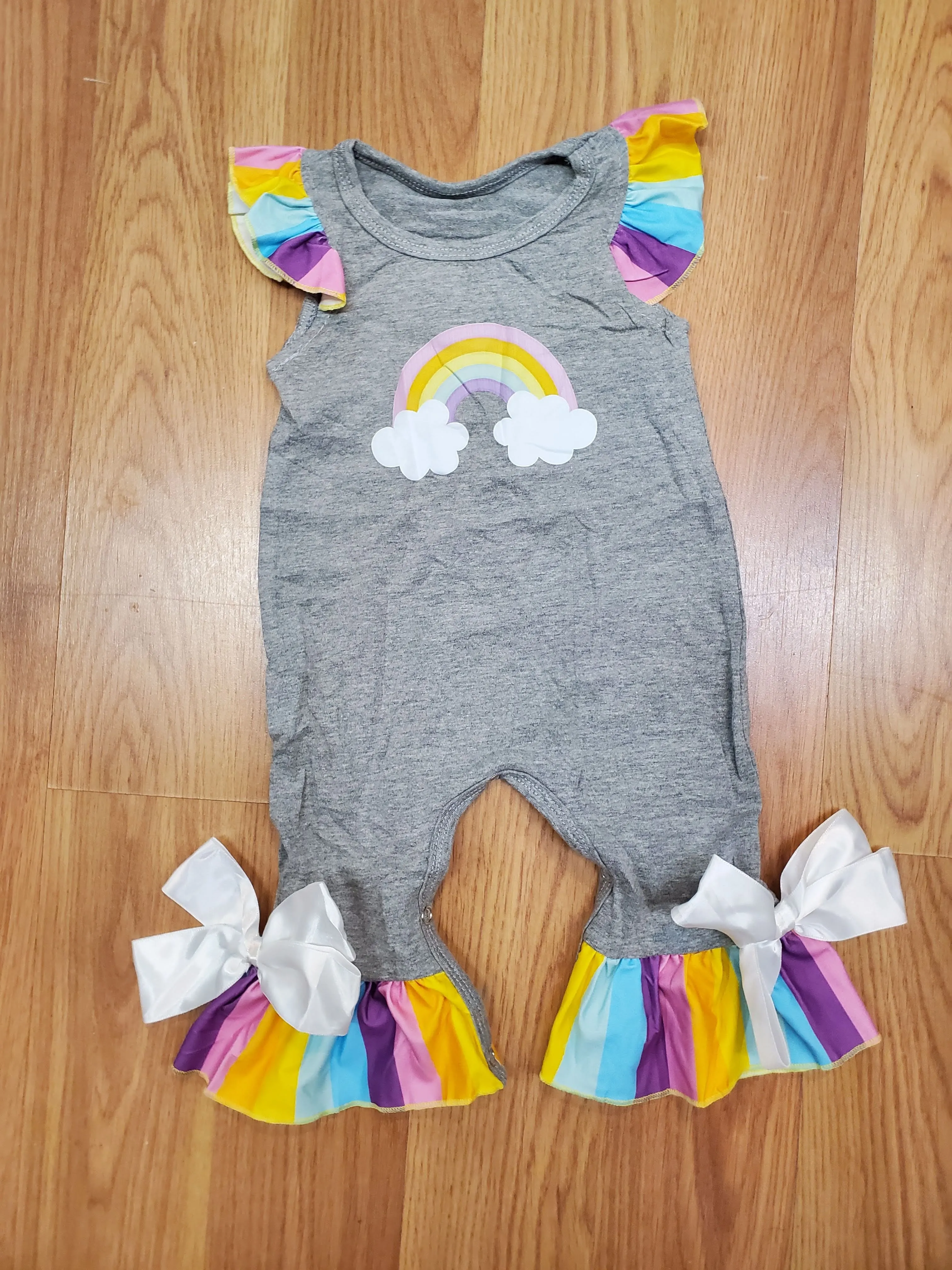 Grey Rainbow Jumper with Ribbon