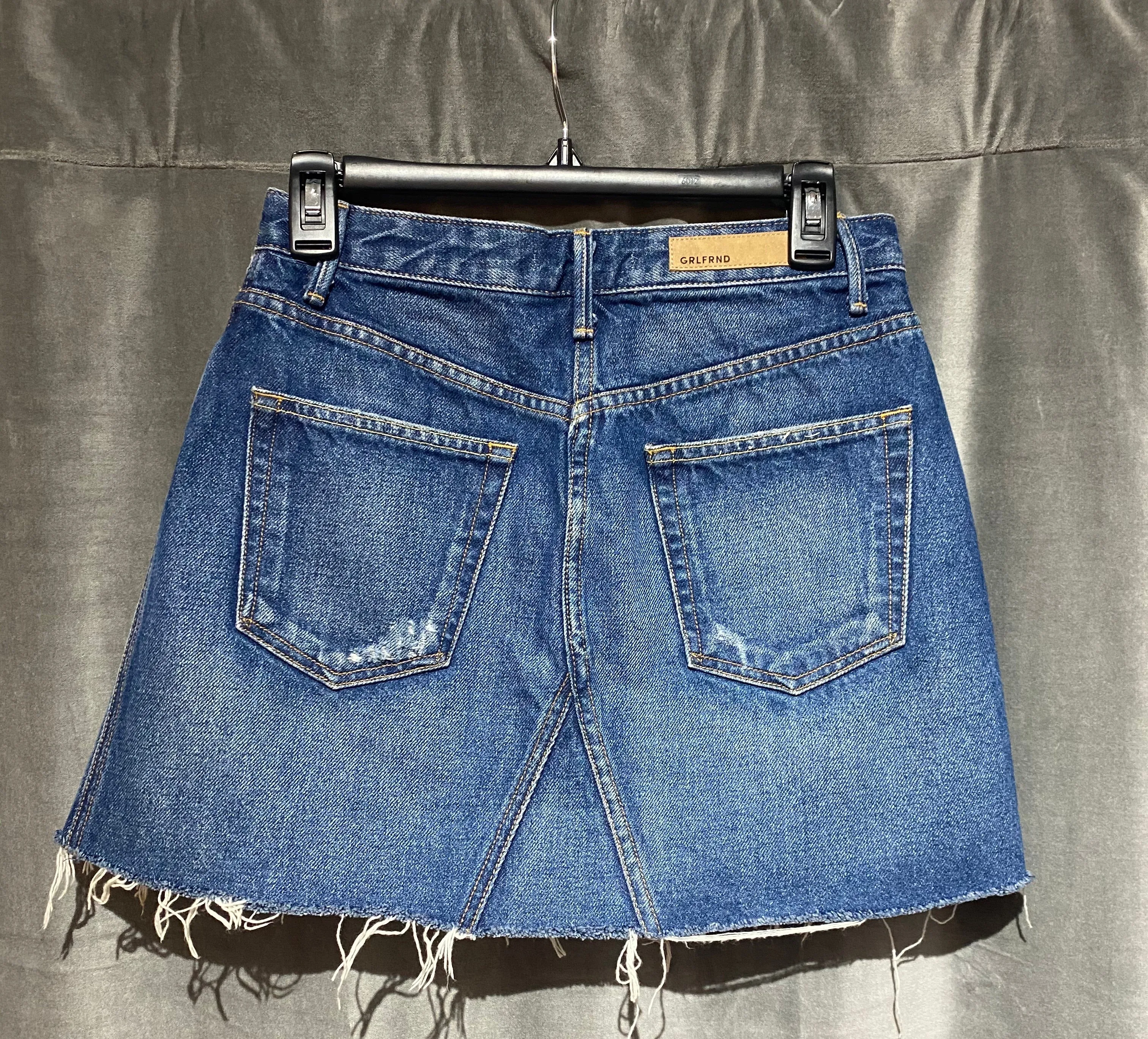 GRLFRND EVA A Frame Gusset Denim Mini Skirt