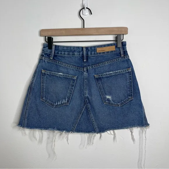 GRLFRND Eva A-Frame Gusset Denim Skirt in Walk This Way Size 25 Reviove