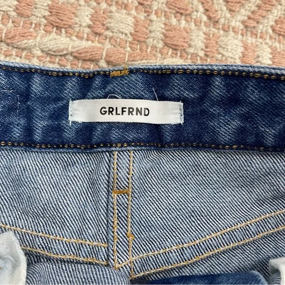 GRLFRND Eva A-Frame Gusset Denim Skirt in Walk This Way Size 25 Reviove
