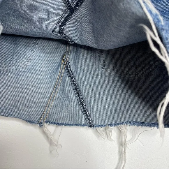 GRLFRND Eva A-Frame Gusset Denim Skirt in Walk This Way Size 25 Reviove