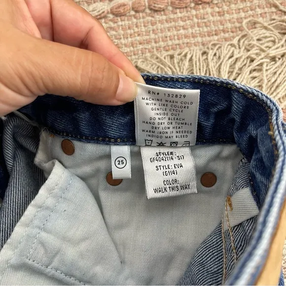 GRLFRND Eva A-Frame Gusset Denim Skirt in Walk This Way Size 25 Reviove
