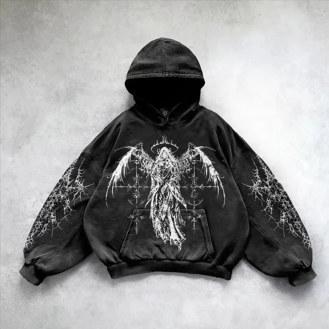 Harajuku hoodie skull oversized sweatshirt