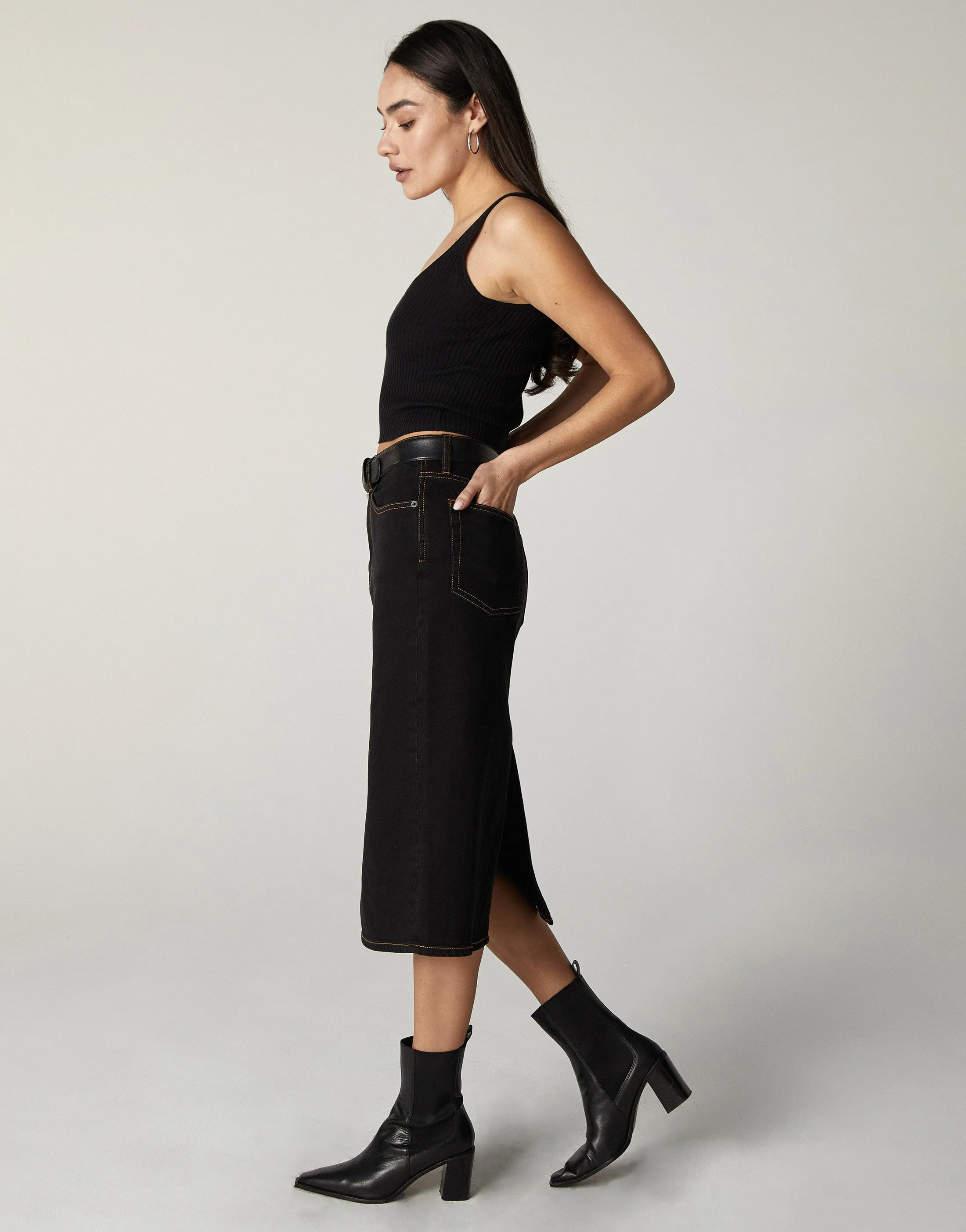 HARLEY High-Rise Midi Skirt in Night Drive