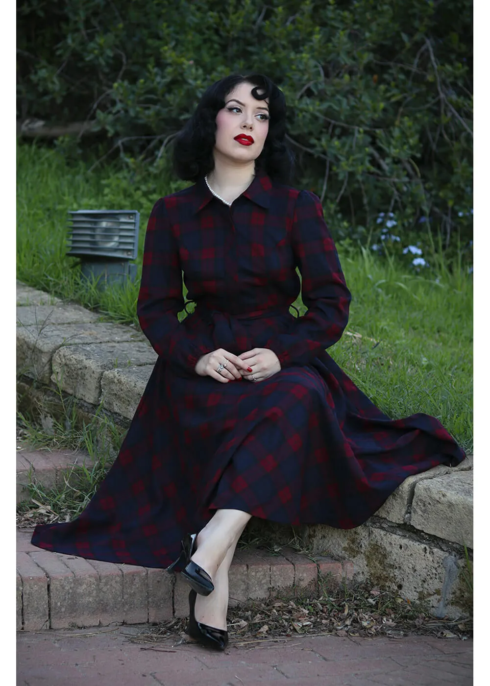 Hearts & Roses Kim Tartan 50's Swing Dress Red