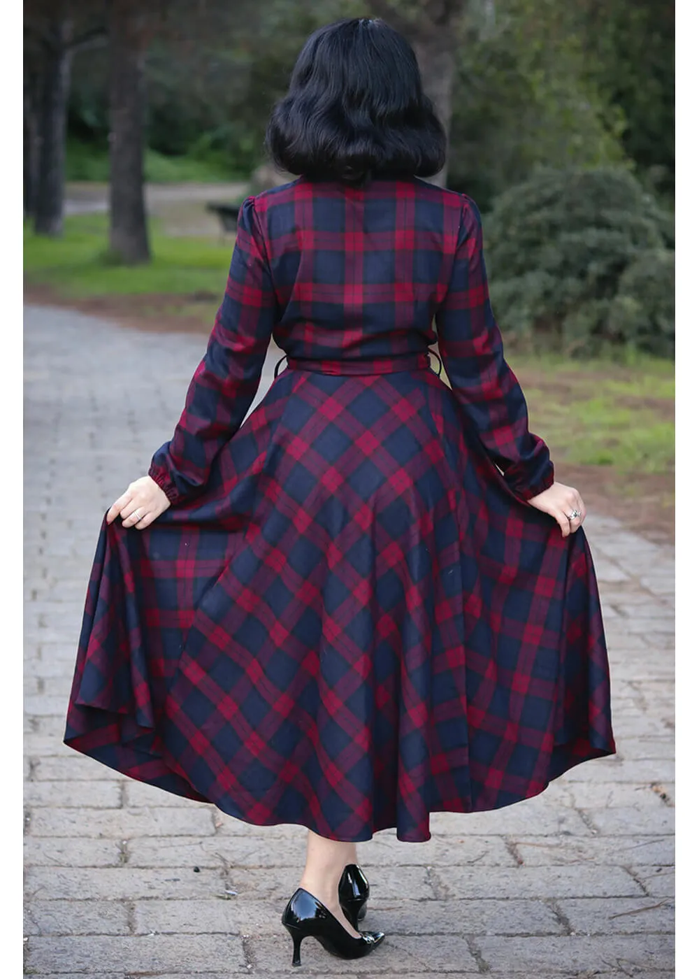 Hearts & Roses Kim Tartan 50's Swing Dress Red
