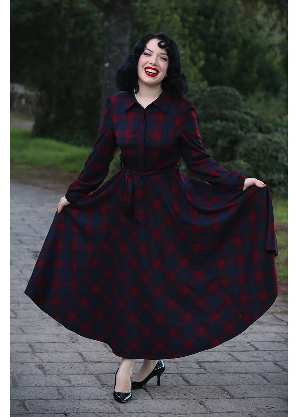 Hearts & Roses Kim Tartan 50's Swing Dress Red