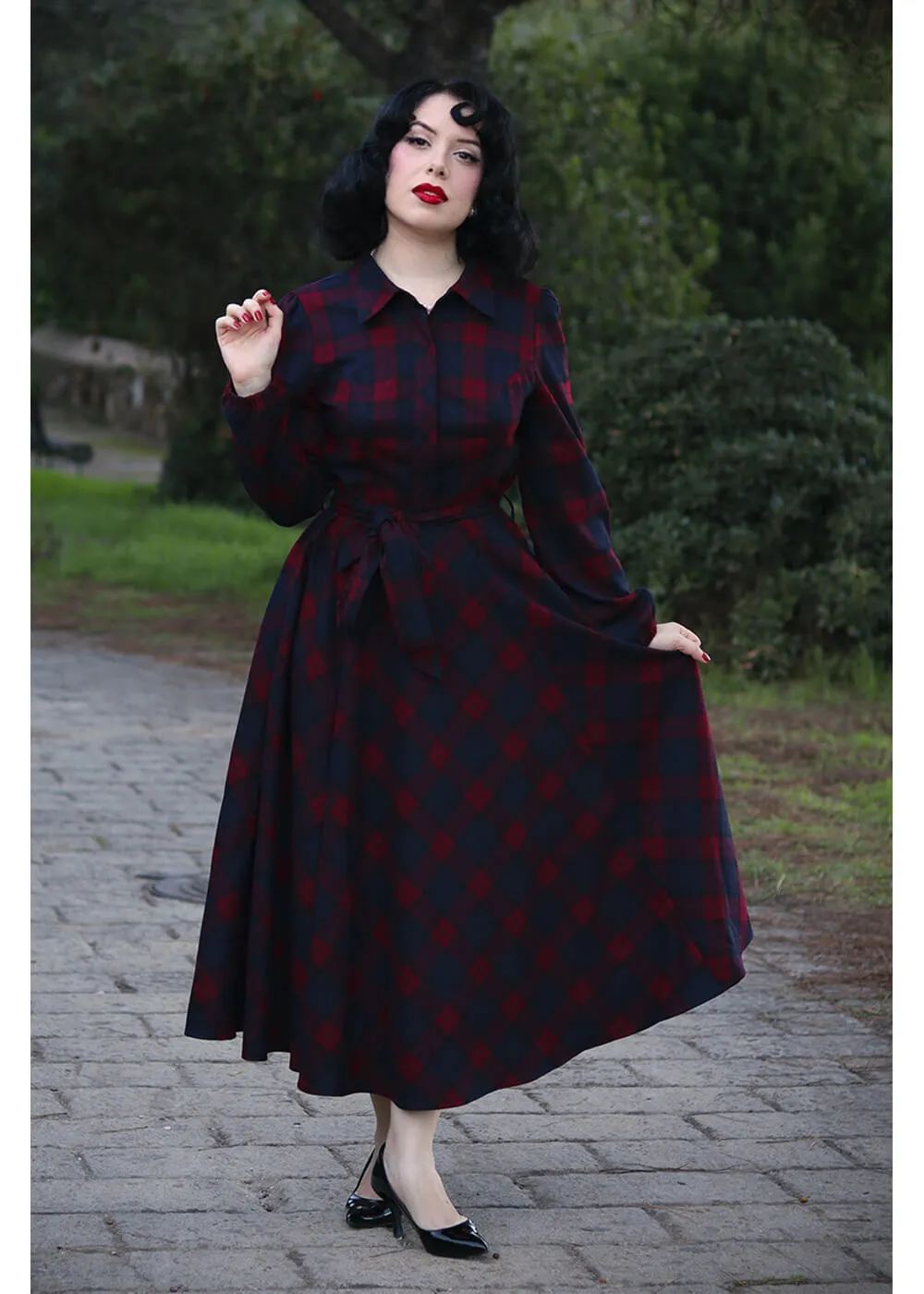Hearts & Roses Kim Tartan 50's Swing Dress Red