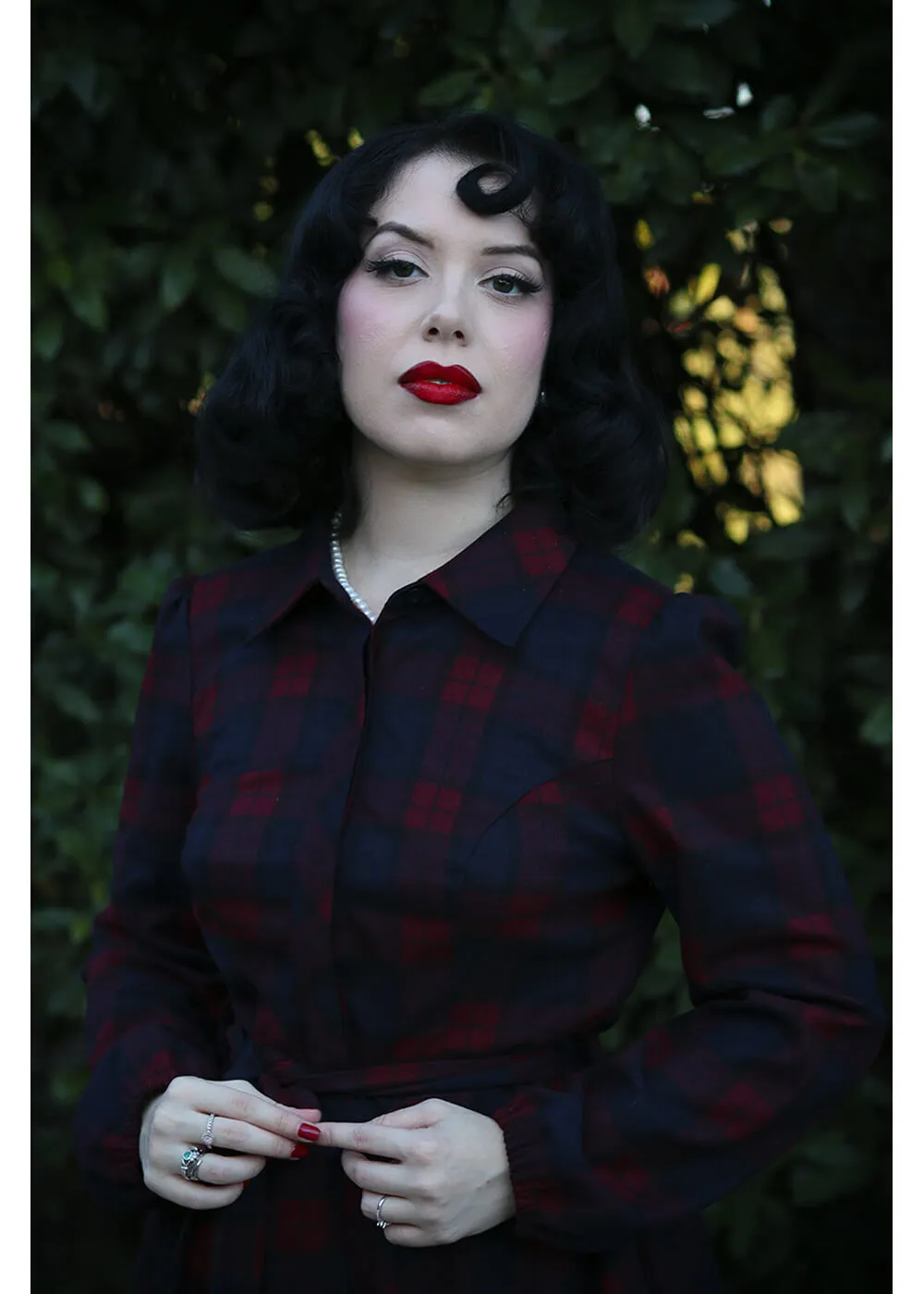 Hearts & Roses Kim Tartan 50's Swing Dress Red