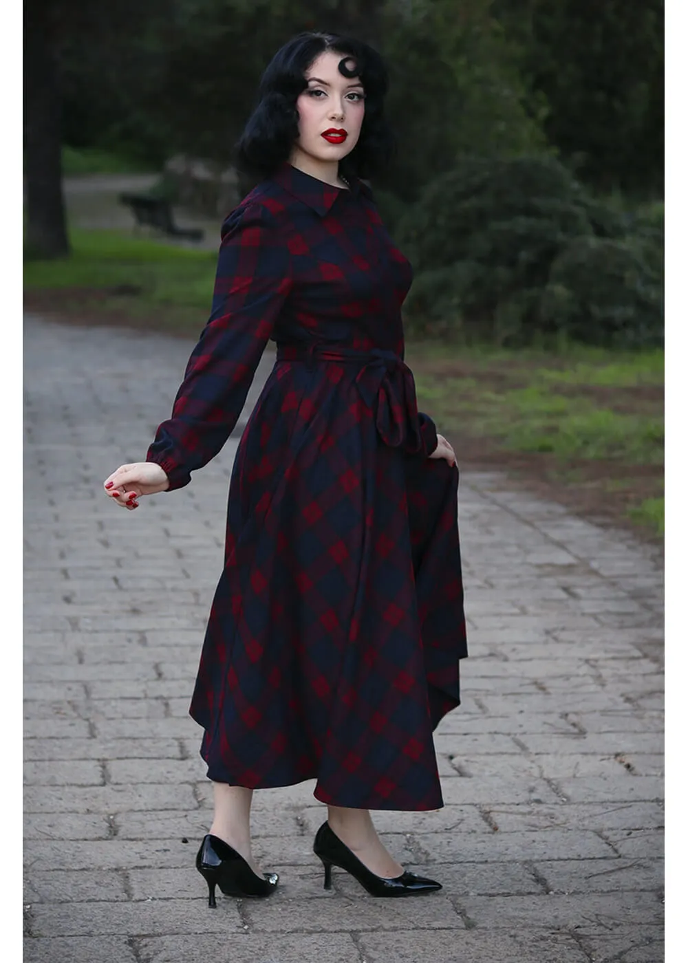 Hearts & Roses Kim Tartan 50's Swing Dress Red