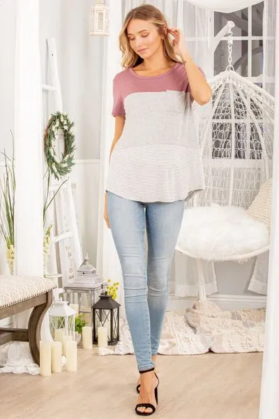 Heimish Color Block Striped Short Sleeve T-Shirt