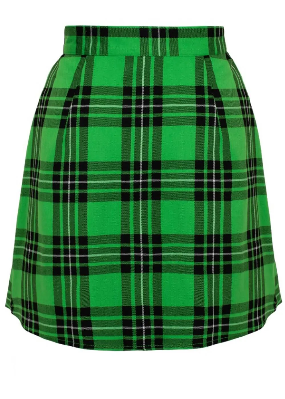 Hell Bunny Corey Tartan Heart 80's Skirt Green