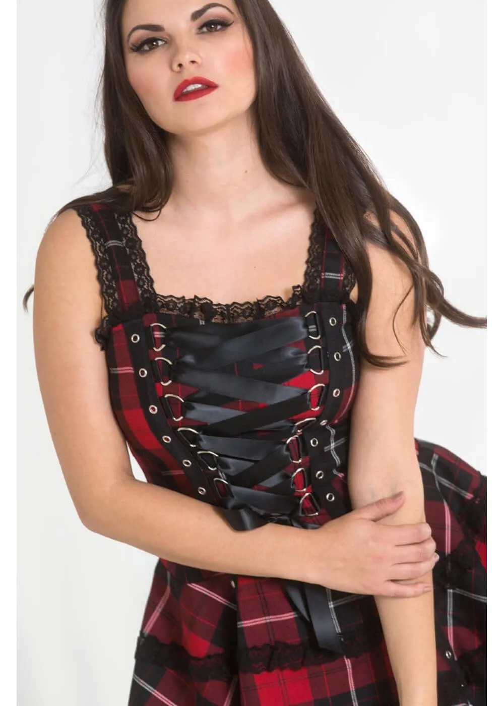 Hell Bunny Harley Tartan Dress Red